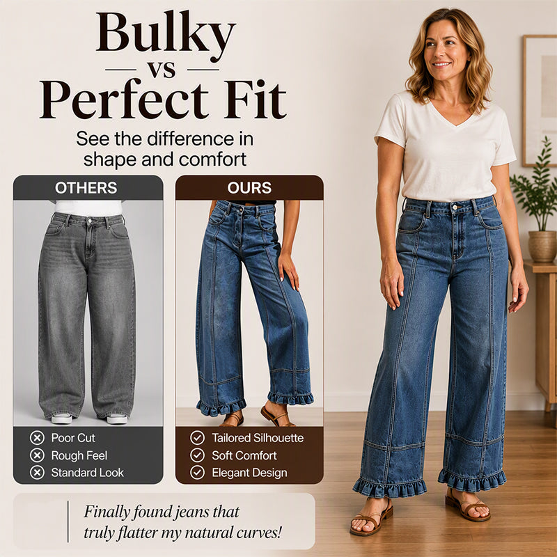 👖Ruffle Hem, Relaxed Denim✨ Women's Ruffle-Hem Relaxed-Fit Jeans – Sweet & Standout Style ✨