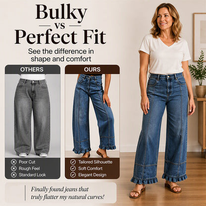 👖Ruffle Hem, Relaxed Denim✨ Women's Ruffle-Hem Relaxed-Fit Jeans – Sweet & Standout Style ✨