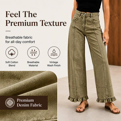 👖Ruffle Hem, Relaxed Denim✨ Women's Ruffle-Hem Relaxed-Fit Jeans – Sweet & Standout Style ✨
