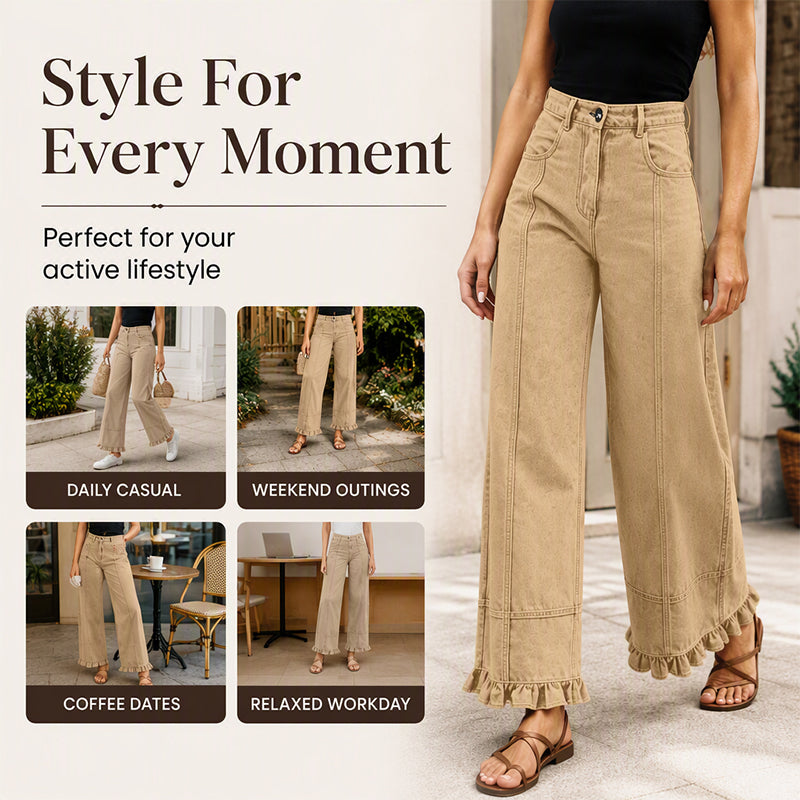 👖Ruffle Hem, Relaxed Denim✨ Women's Ruffle-Hem Relaxed-Fit Jeans – Sweet & Standout Style ✨