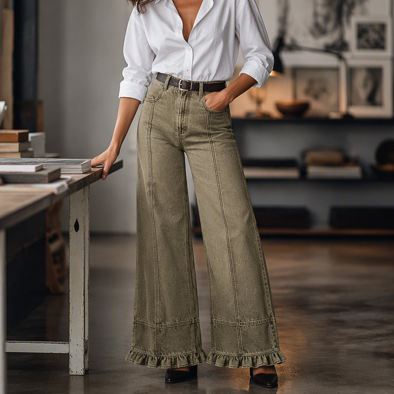 👖Ruffle Hem, Relaxed Denim✨ Women's Ruffle-Hem Relaxed-Fit Jeans – Sweet & Standout Style ✨