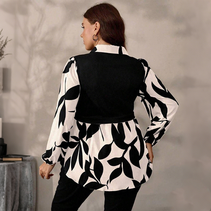 ☁️Relaxed Plus Size, All-Day Comfort👚 Women's Faux Layered Shirt – XL-4XL & Soft Blend | Perfect for All Body Types, All-Day Ease, No Clinging ✨