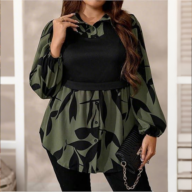 ☁️Relaxed Plus Size, All-Day Comfort👚 Women's Faux Layered Shirt – XL-4XL & Soft Blend | Perfect for All Body Types, All-Day Ease, No Clinging ✨