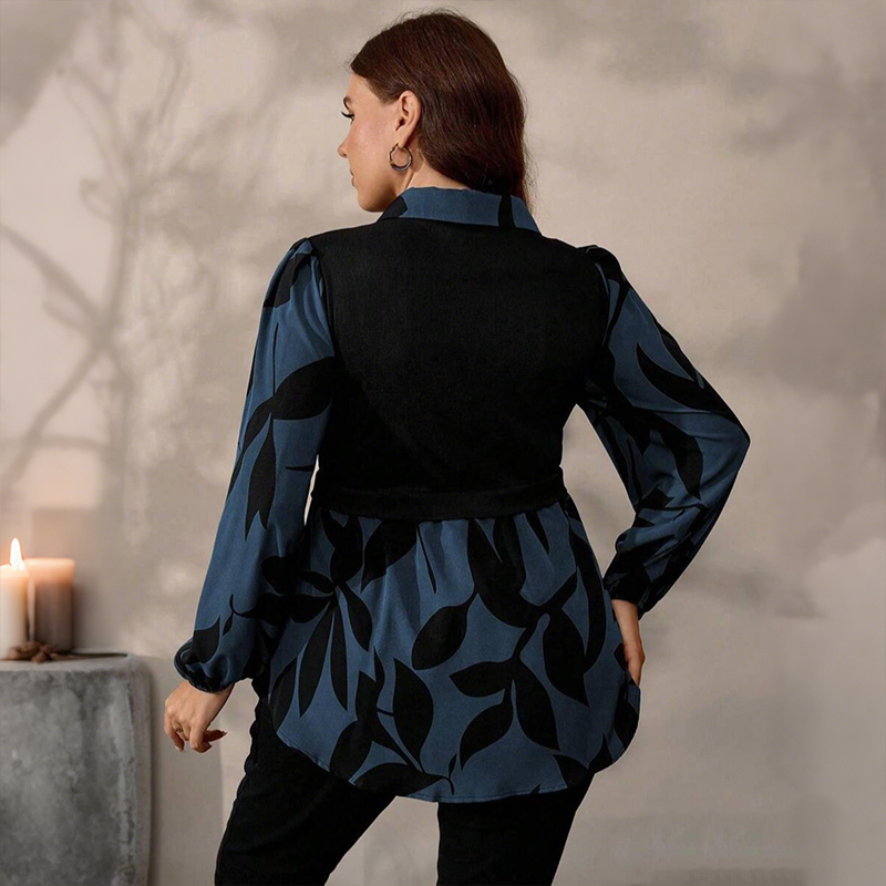 ☁️Relaxed Plus Size, All-Day Comfort👚 Women's Faux Layered Shirt – XL-4XL & Soft Blend | Perfect for All Body Types, All-Day Ease, No Clinging ✨