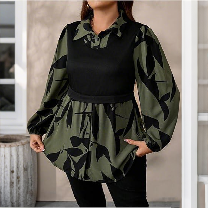 ☁️Relaxed Plus Size, All-Day Comfort👚 Women's Faux Layered Shirt – XL-4XL & Soft Blend | Perfect for All Body Types, All-Day Ease, No Clinging ✨