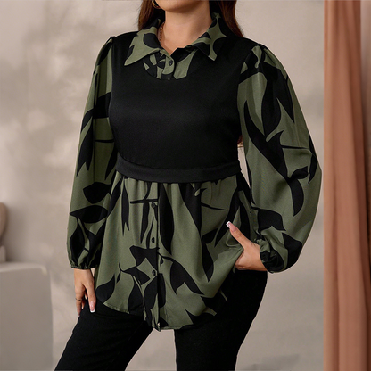 ☁️Relaxed Plus Size, All-Day Comfort👚 Women's Faux Layered Shirt – XL-4XL & Soft Blend | Perfect for All Body Types, All-Day Ease, No Clinging ✨