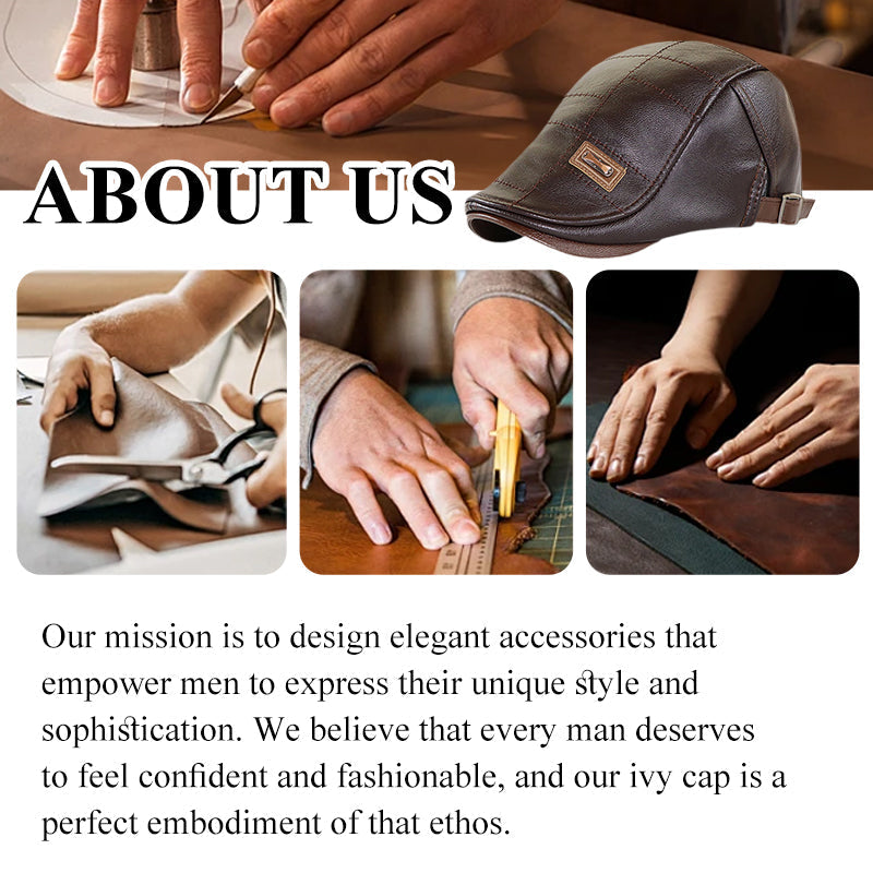 🛡️Premium PU Leather, Fine Craftsmanship🧢 Men's Ivy Cap – Detailed Stitching & Classic Fit