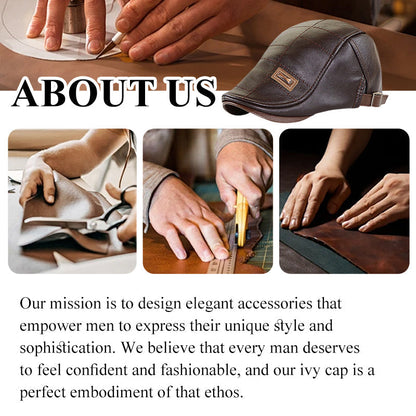 🛡️Premium PU Leather, Fine Craftsmanship🧢 Men's Ivy Cap – Detailed Stitching & Classic Fit