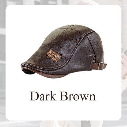 🛡️Premium PU Leather, Fine Craftsmanship🧢 Men's Ivy Cap – Detailed Stitching & Classic Fit