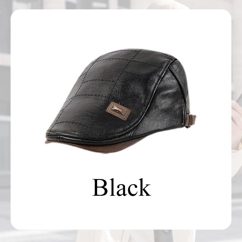 🛡️Premium PU Leather, Fine Craftsmanship🧢 Men's Ivy Cap – Detailed Stitching & Classic Fit