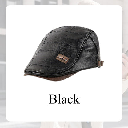 🛡️Premium PU Leather, Fine Craftsmanship🧢 Men's Ivy Cap – Detailed Stitching & Classic Fit
