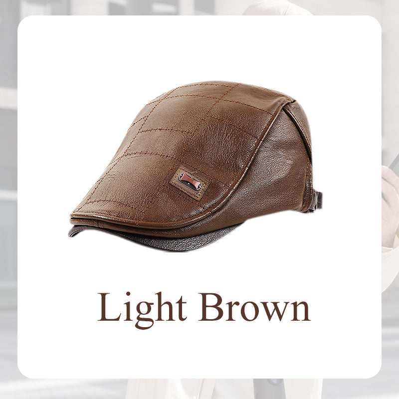 🛡️Premium PU Leather, Fine Craftsmanship🧢 Men's Ivy Cap – Detailed Stitching & Classic Fit