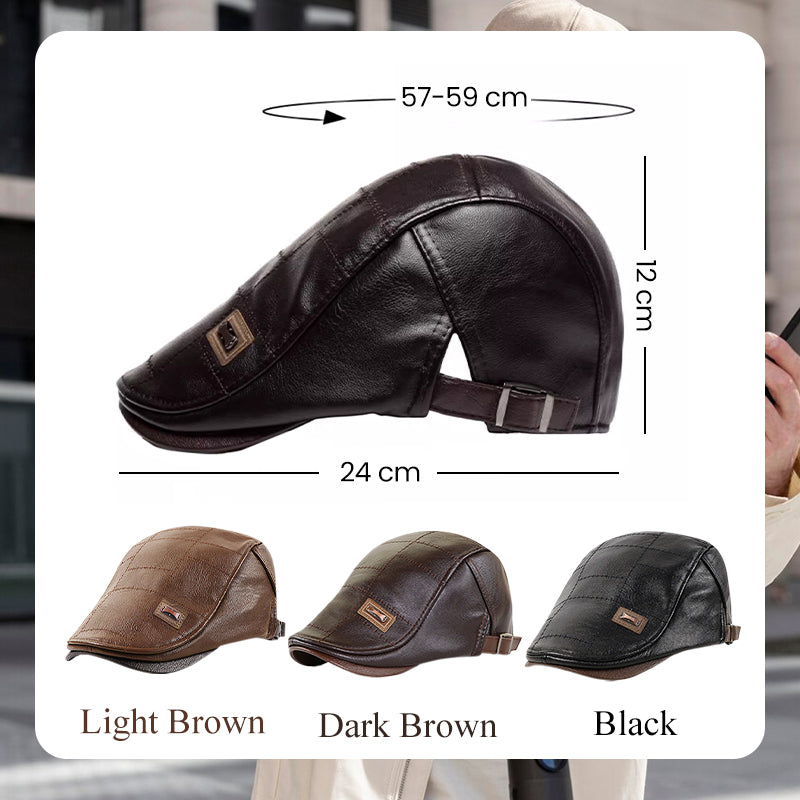 🛡️Premium PU Leather, Fine Craftsmanship🧢 Men's Ivy Cap – Detailed Stitching & Classic Fit