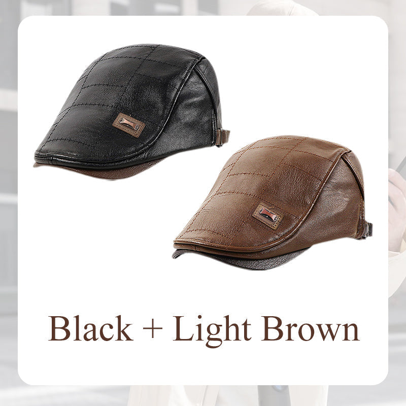 🛡️Premium PU Leather, Fine Craftsmanship🧢 Men's Ivy Cap – Detailed Stitching & Classic Fit