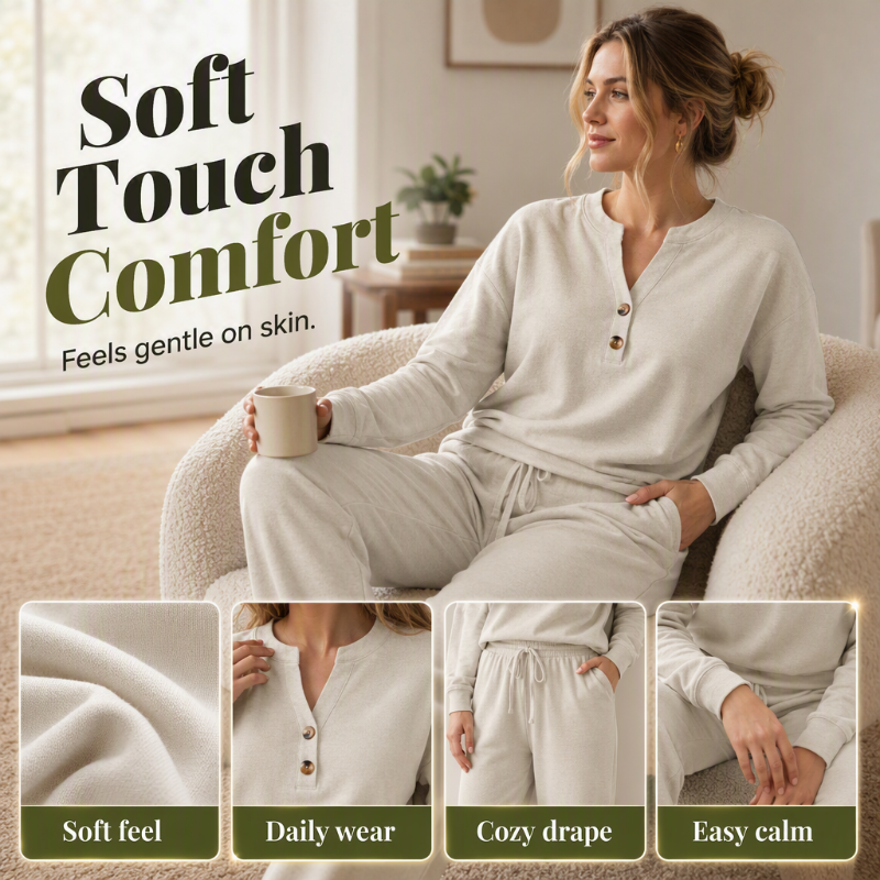 ✨Flattering Drape, Elongating Silhouette – Women's Relaxed Top & Wide-Leg Pants Set ✨