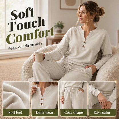 ✨Flattering Drape, Elongating Silhouette – Women's Relaxed Top & Wide-Leg Pants Set ✨