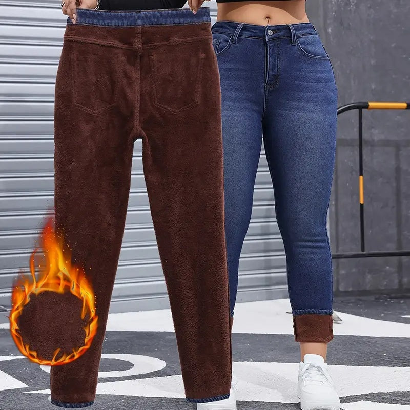 🌸Plus-Size Friendly, Confident Fit👖 Women's Plush-Lined Skinny Jeans – S-2XL & High-Stretch Comfort | Perfect for All Body Types, Warm & Non-Restrictive, Confident Curves ✨