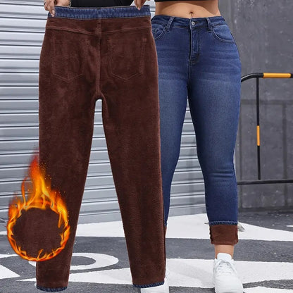 🌸Plus-Size Friendly, Confident Fit👖 Women's Plush-Lined Skinny Jeans – S-2XL & High-Stretch Comfort | Perfect for All Body Types, Warm & Non-Restrictive, Confident Curves ✨