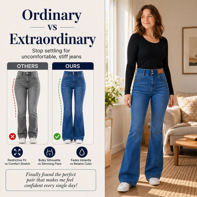👖 High-Waist Style, Everyday Versatile – Women's High-Waist Stretch Jeans ✨