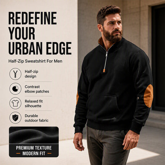 👔Stand Collar & Half-Zip, Smart-Casual🧥 Men's Stand Collar Half-Zip Sweatshirt – Minimalist Design | Perfect for Office & Daily Commute, Easy to Style ✨