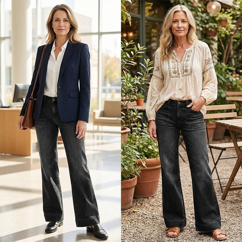 ☁️Stretchy Comfort, All-Day Wear👖 Women's Stretch Flare Jeans – Soft & Breathable, Body-Hugging Comfort ✨