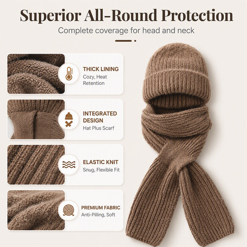 🧣All-in-One Warmth, Full Protection🧤 Hooded Scarf – Hat, Hood & Neck Warmer in One | Thick Plush Lining, Full Ear & Neck Coverage ✨
