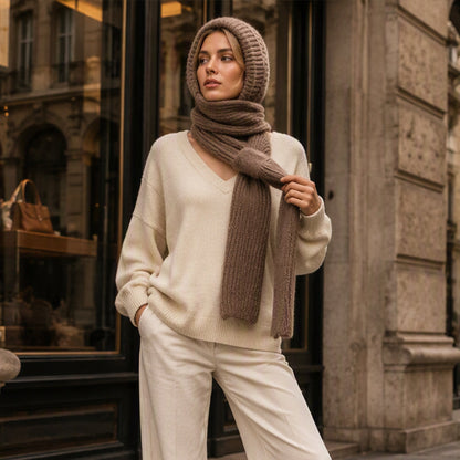 🧣All-in-One Warmth, Full Protection🧤 Hooded Scarf – Hat, Hood & Neck Warmer in One | Thick Plush Lining, Full Ear & Neck Coverage ✨