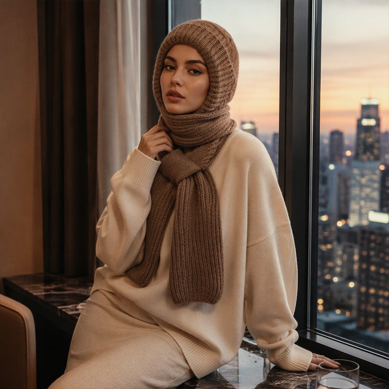 🧣All-in-One Warmth, Full Protection🧤 Hooded Scarf – Hat, Hood & Neck Warmer in One | Thick Plush Lining, Full Ear & Neck Coverage ✨
