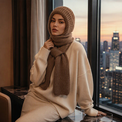 🧣All-in-One Warmth, Full Protection🧤 Hooded Scarf – Hat, Hood & Neck Warmer in One | Thick Plush Lining, Full Ear & Neck Coverage ✨