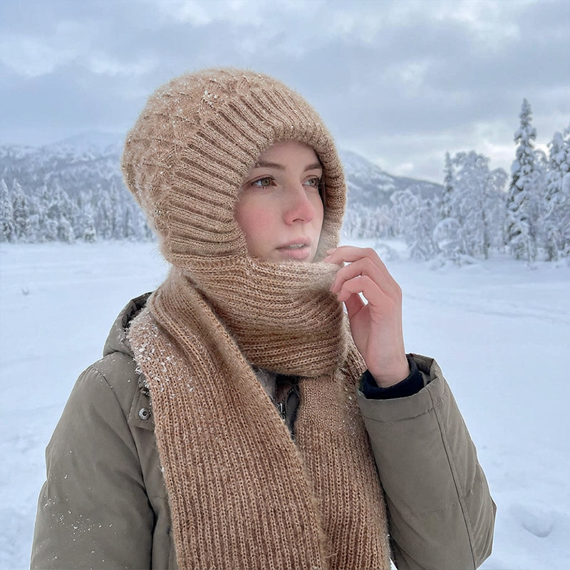 🧣All-in-One Warmth, Full Protection🧤 Hooded Scarf – Hat, Hood & Neck Warmer in One | Thick Plush Lining, Full Ear & Neck Coverage ✨