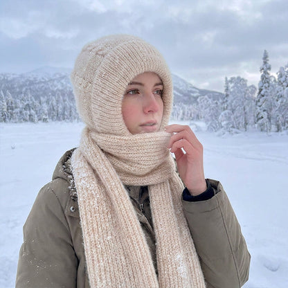 🧣All-in-One Warmth, Full Protection🧤 Hooded Scarf – Hat, Hood & Neck Warmer in One | Thick Plush Lining, Full Ear & Neck Coverage ✨
