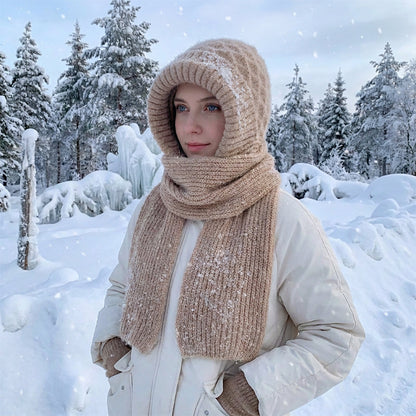 🧣All-in-One Warmth, Full Protection🧤 Hooded Scarf – Hat, Hood & Neck Warmer in One | Thick Plush Lining, Full Ear & Neck Coverage ✨