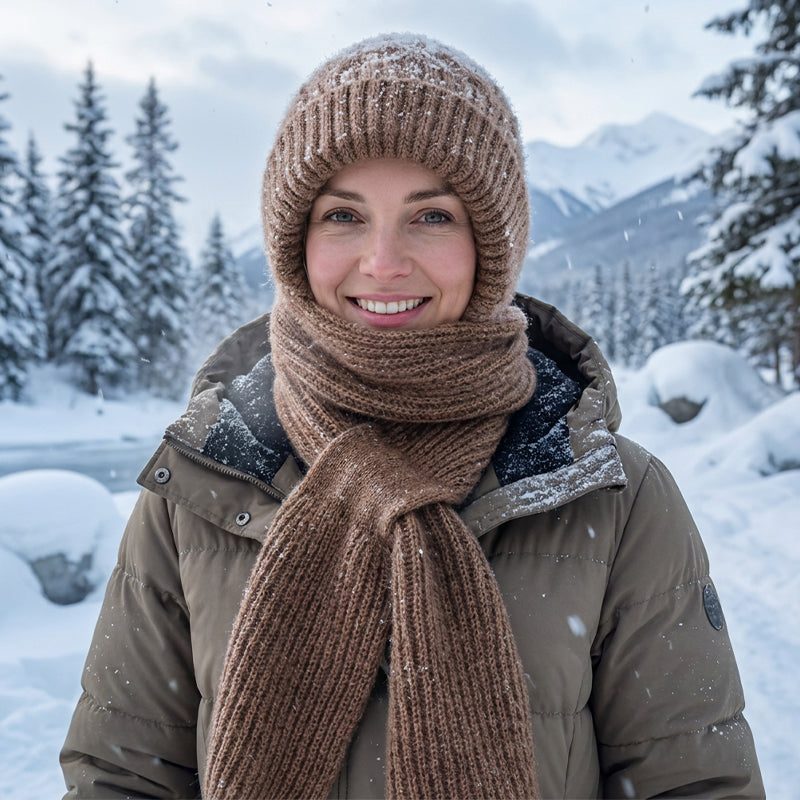🧣All-in-One Warmth, Full Protection🧤 Hooded Scarf – Hat, Hood & Neck Warmer in One | Thick Plush Lining, Full Ear & Neck Coverage ✨