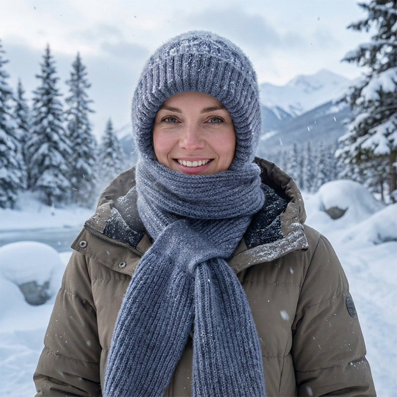 🧣All-in-One Warmth, Full Protection🧤 Hooded Scarf – Hat, Hood & Neck Warmer in One | Thick Plush Lining, Full Ear & Neck Coverage ✨