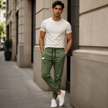 🏃Elastic Ankle, Sporty Casual👖 Men's Slim Fit Casual Pants – Drawstring Waist & Elastic Cuffs