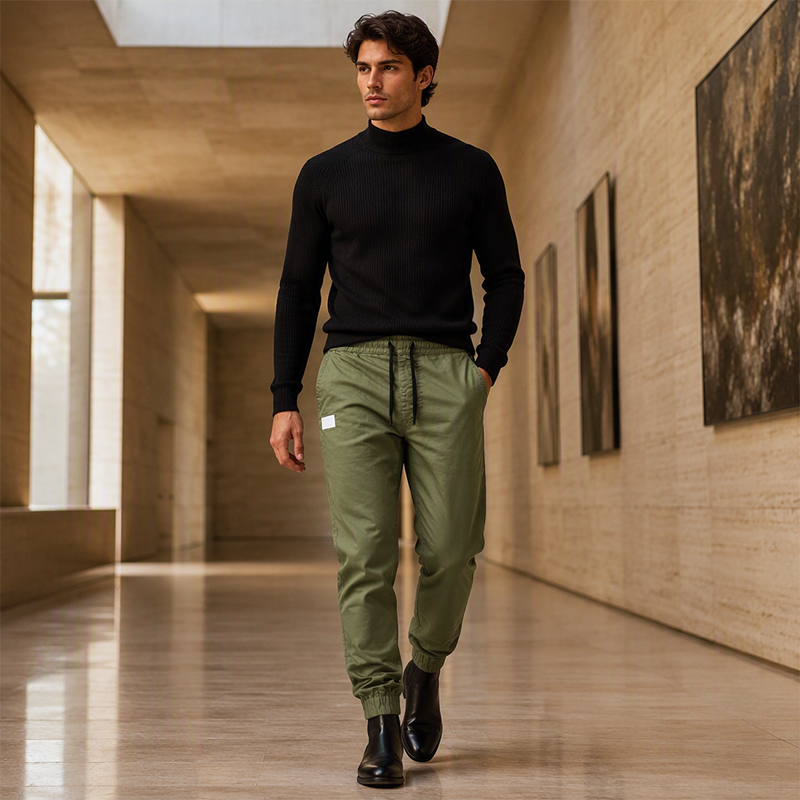 🏃Elastic Ankle, Sporty Casual👖 Men's Slim Fit Casual Pants – Drawstring Waist & Elastic Cuffs