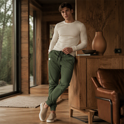 🏃Elastic Ankle, Sporty Casual👖 Men's Slim Fit Casual Pants – Drawstring Waist & Elastic Cuffs