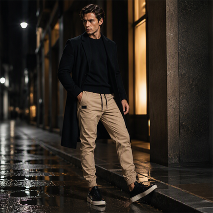 🏃Elastic Ankle, Sporty Casual👖 Men's Slim Fit Casual Pants – Drawstring Waist & Elastic Cuffs