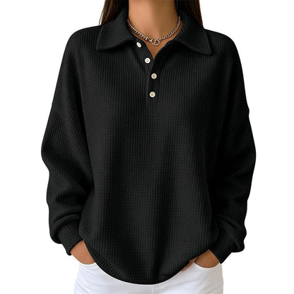 🍂Waffle Texture, Fall Layering👚 Women's Casual Waffle Knit Top – Textured Knit & Minimalist Design | Perfect for Commute, Shopping & Travel, Easy to Style ✨