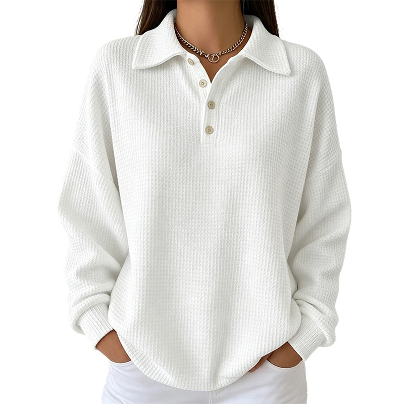 🍂Waffle Texture, Fall Layering👚 Women's Casual Waffle Knit Top – Textured Knit & Minimalist Design | Perfect for Commute, Shopping & Travel, Easy to Style ✨