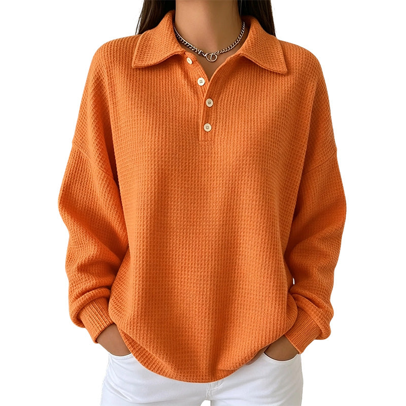 🍂Waffle Texture, Fall Layering👚 Women's Casual Waffle Knit Top – Textured Knit & Minimalist Design | Perfect for Commute, Shopping & Travel, Easy to Style ✨