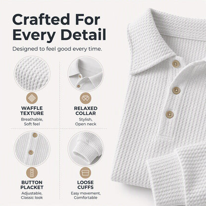 🍂Waffle Texture, Fall Layering👚 Women's Casual Waffle Knit Top – Textured Knit & Minimalist Design | Perfect for Commute, Shopping & Travel, Easy to Style ✨