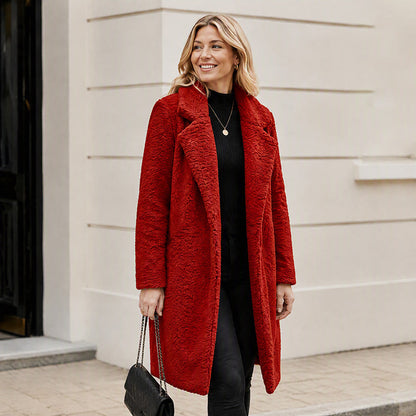 ❄️Thick Warmth, Cozy Coverage🧥 Women's Mid-Long Lambswool Coat – Thick Insulation & Comfortable Wear ✨