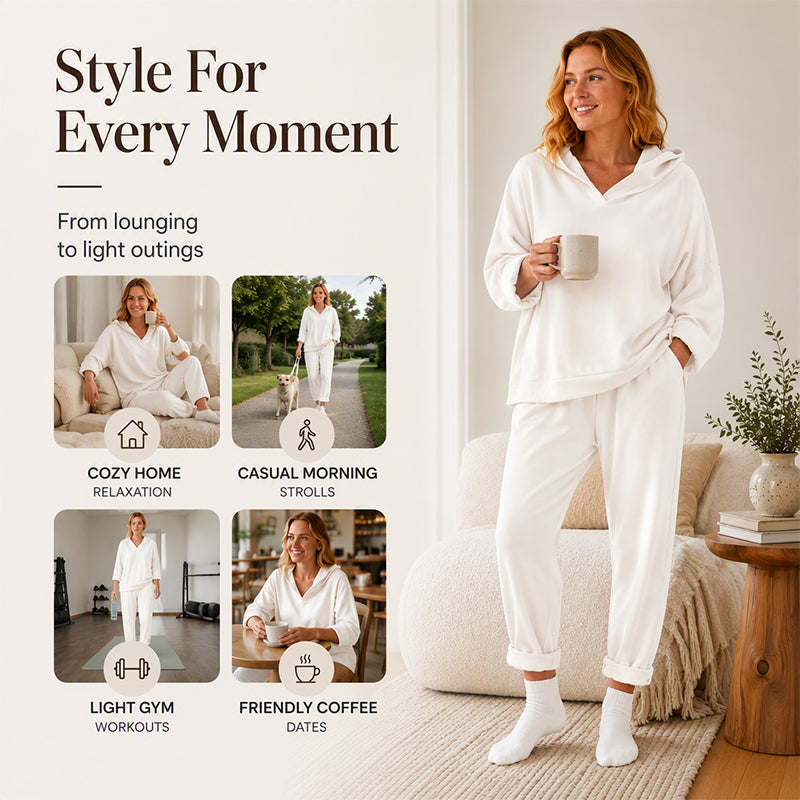 🏠Hooded Sweatshirt & Lounge Pants, Home Comfort🛋️ Women's Hooded Sweatshirt & Lounge Pants Set – Soft Fabric & Relaxed Fit | Perfect for Lounging & Weekend Relaxation, Cozy & Easy ✨