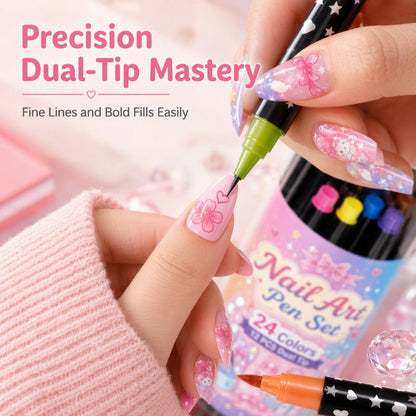 24 Colors Dual Ended Nail Art Pens Set