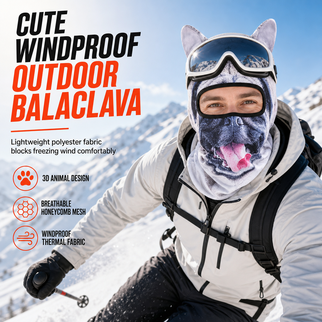 🌬️Windproof & Breathable, Elastic Fit🧑‍🤝‍🧑 Unisex Animal Balaclava – Flatlock Stitching & Standard Size | Perfect for Skiing, Cycling, Climbing & Running, All-Day Comfort & Protection ✨
