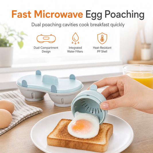⏳🔥LIMITED-TIME 50% OFF! ⏰Double Compartment Microwave Egg Steamer Box Kitchen Egg Cooking Mold