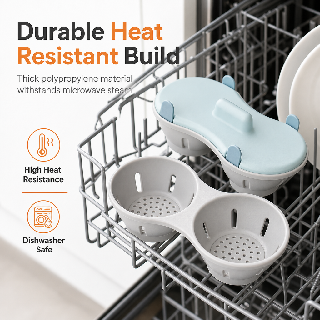 ⏳🔥LIMITED-TIME 50% OFF! ⏰Double Compartment Microwave Egg Steamer Box Kitchen Egg Cooking Mold