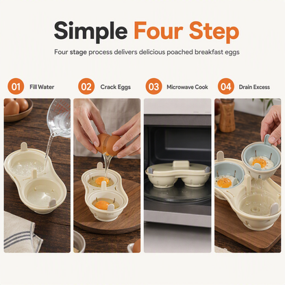 ⏳🔥LIMITED-TIME 50% OFF! ⏰Double Compartment Microwave Egg Steamer Box Kitchen Egg Cooking Mold