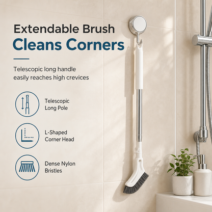 📏Adjustable Reach, High & Low🧽 Multifunctional Extendable Floor Scrub Brush – 2cm Slim Head | Perfect for Ceiling Vents & Low Floors, Cleans Everywhere ✨